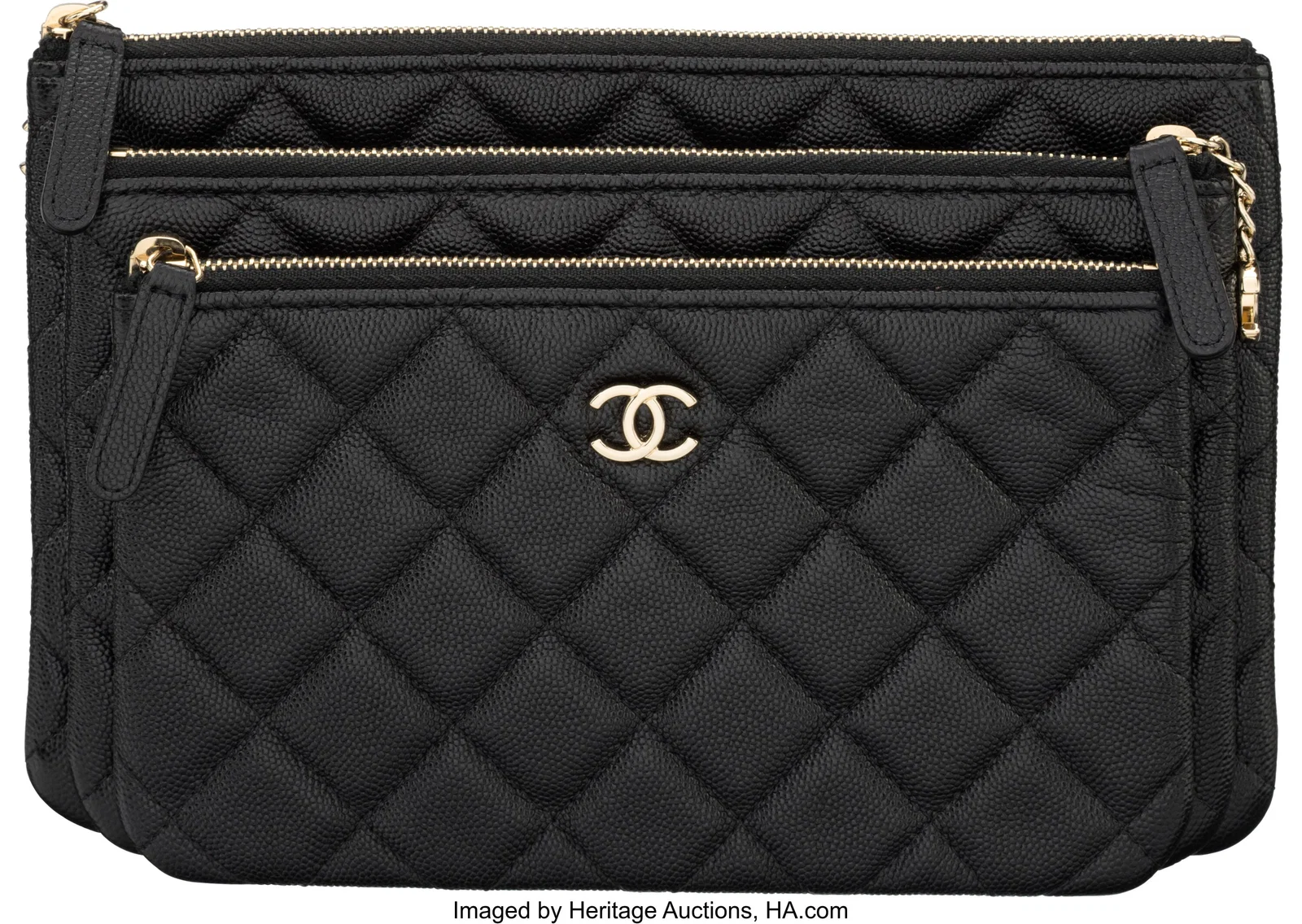 Chanel Black Quilted Caviar Leather Multi O-Case