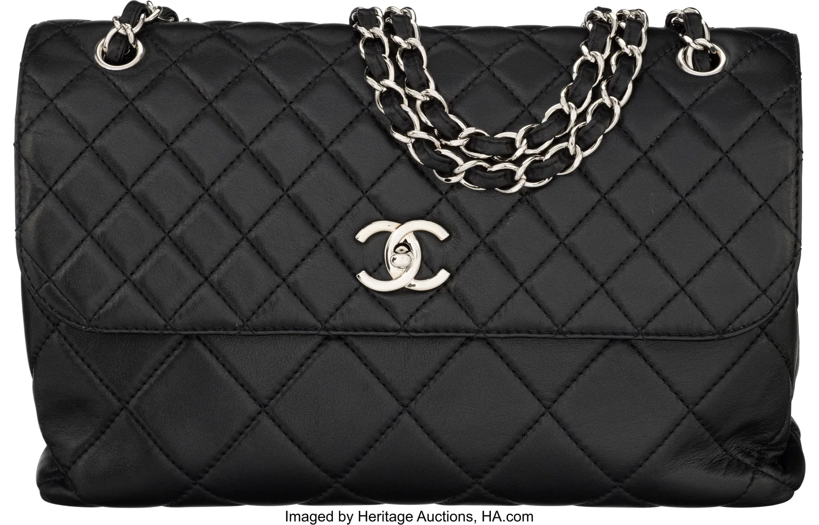 Chanel Black Quilted Lambskin Leather In The Bus