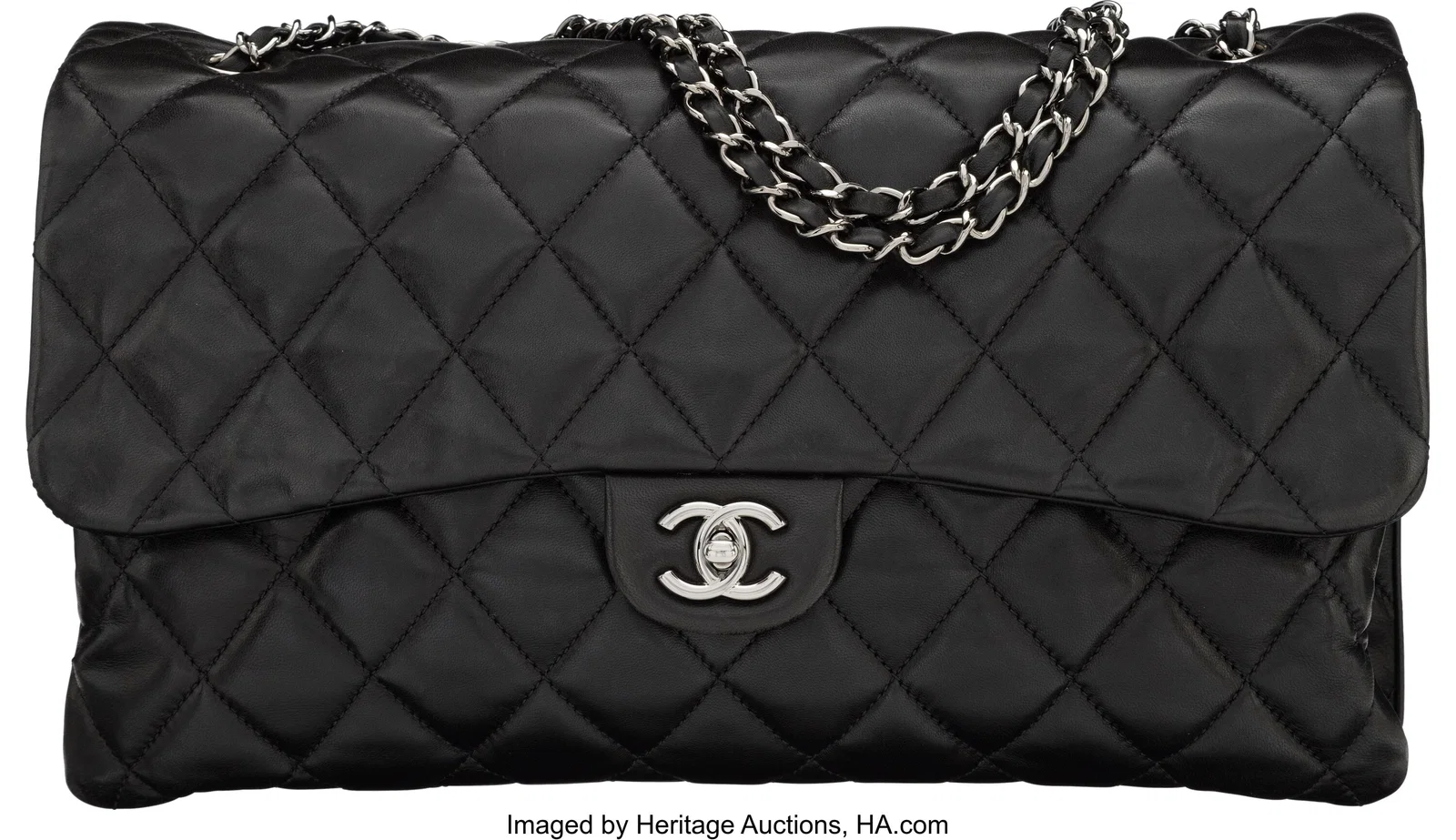 Chanel Black Quilted Lambskin Leather Jumbo Acco