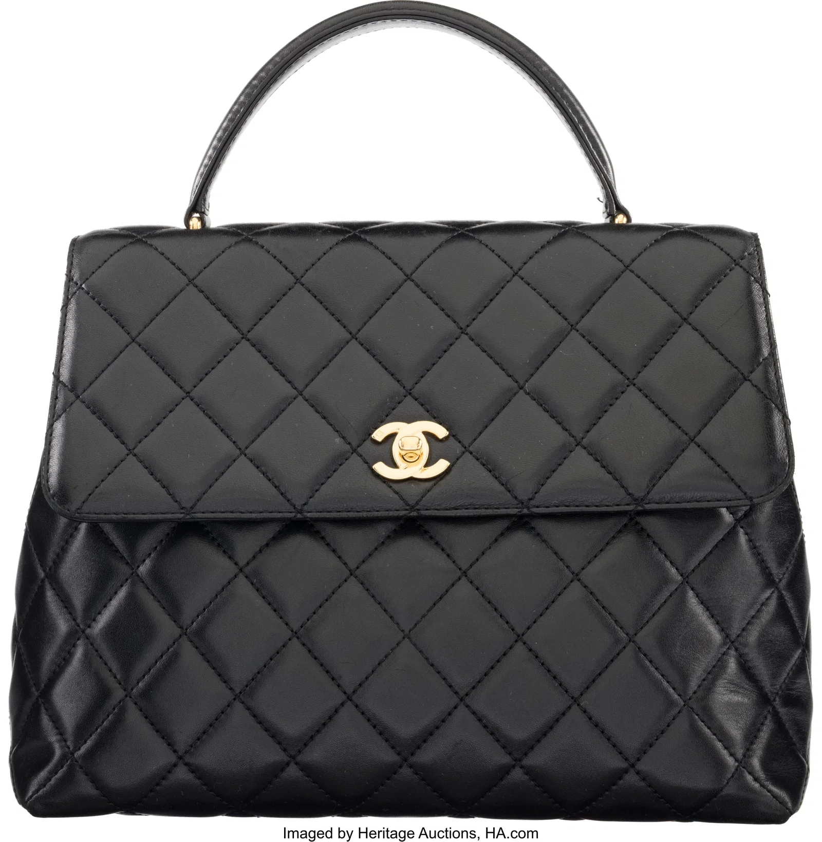 Chanel Black Quilted Lambskin Leather Large Kell