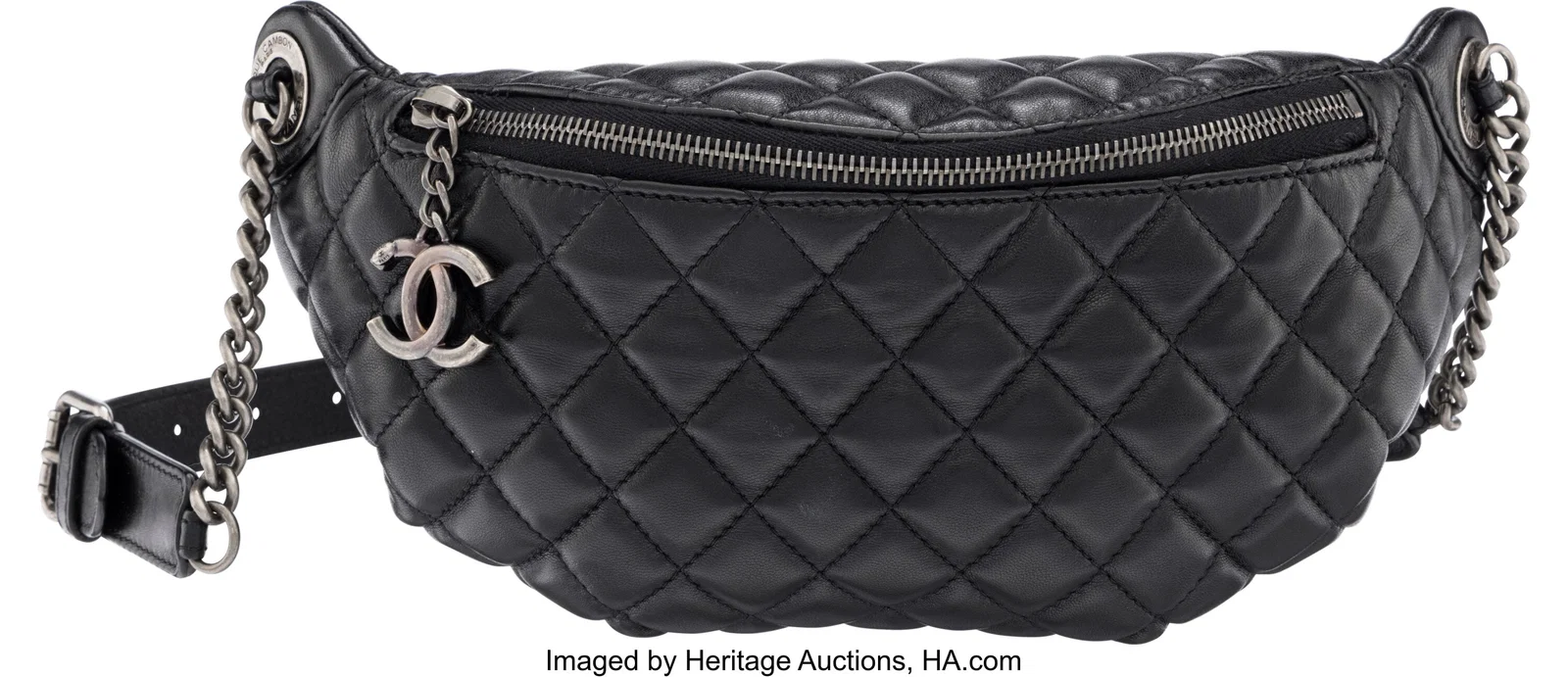 Chanel Black Quilted Lambskin Leather Waist Bag