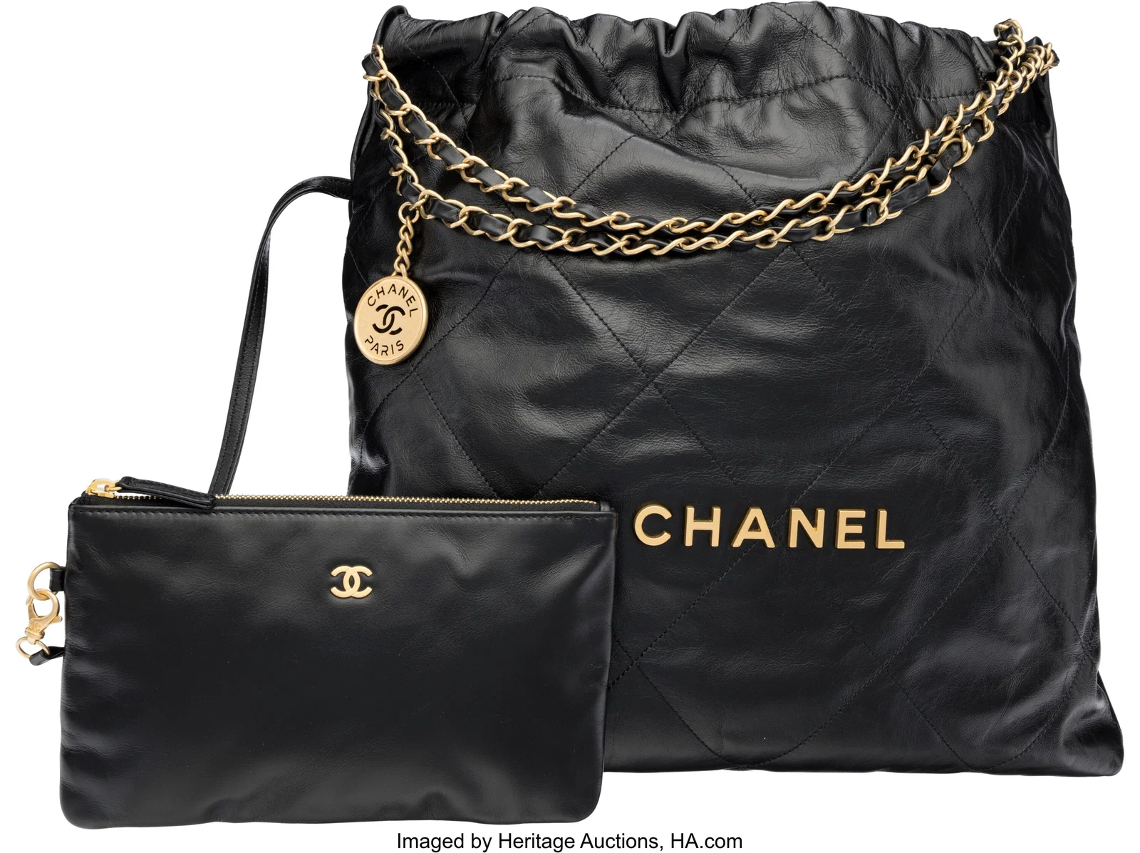Chanel Black Quilted Leather Chanel 22 Bag with