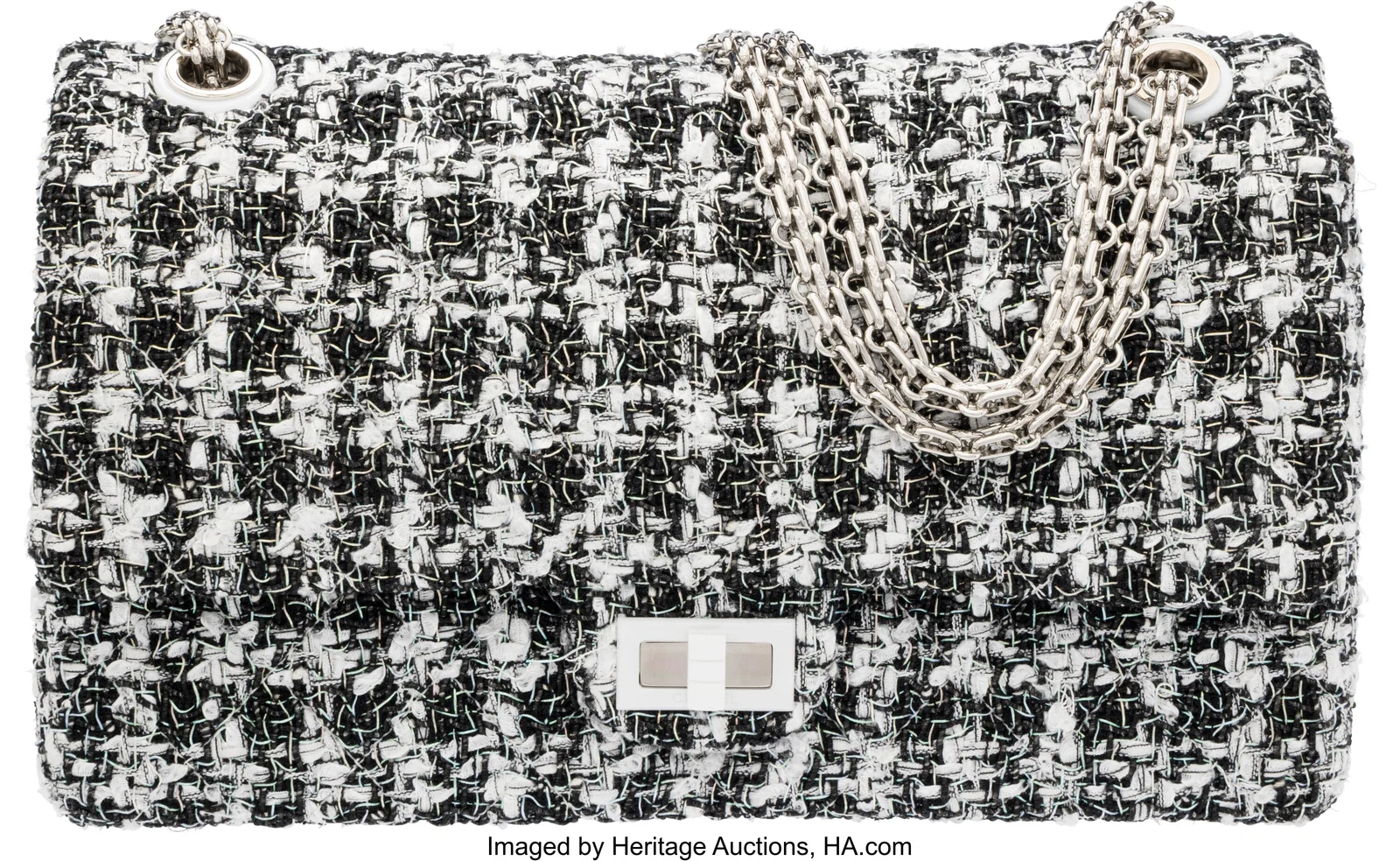 Chanel Black & White Tweed Medium 226 2.55 Reiss