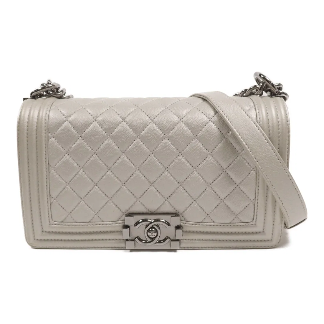 CHANEL Boy 25 2way Shoulder Bag Calfskin Leather Silver Hardware