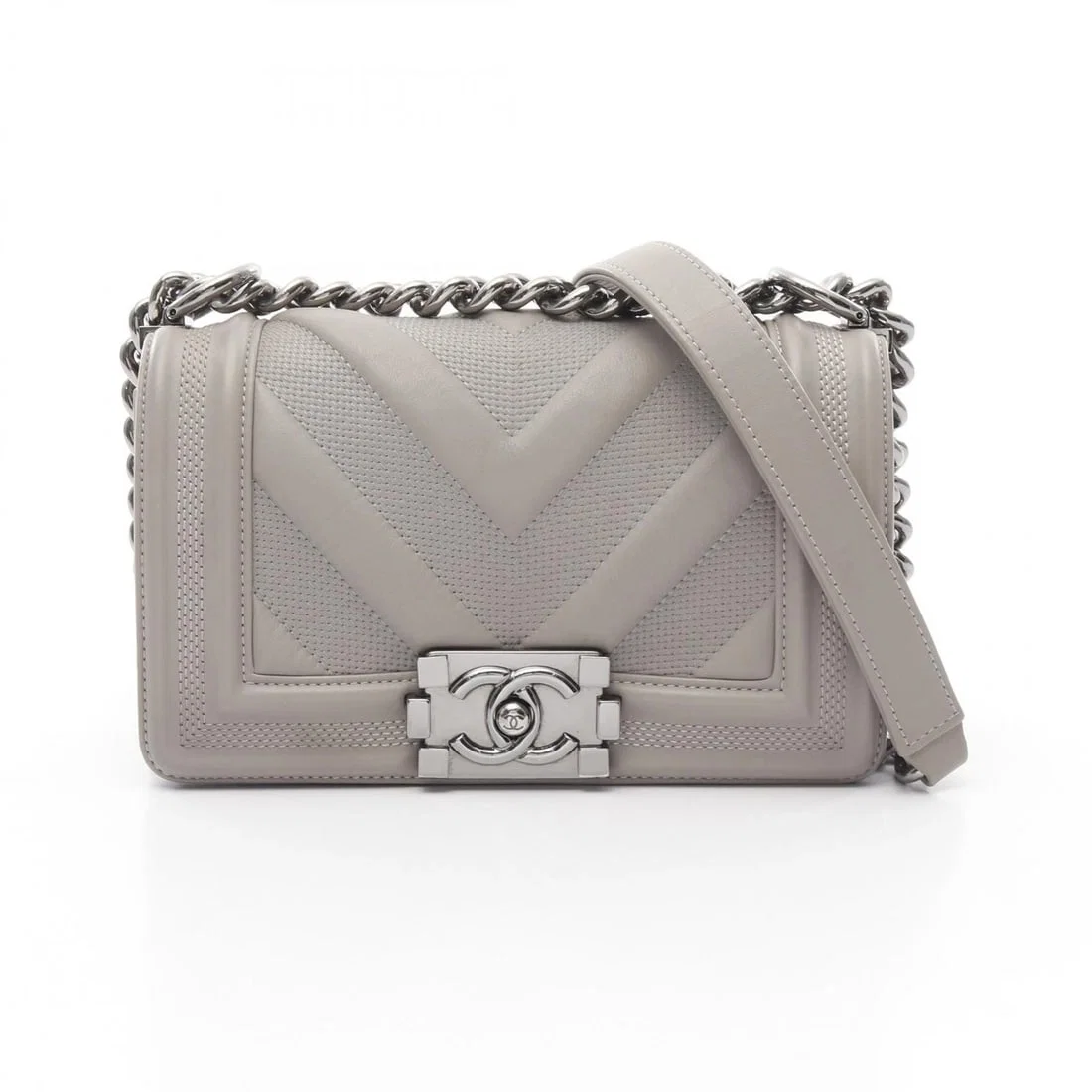 CHANEL BOY CHANEL SMALL V STITCH CHAIN SHOULDER BAG