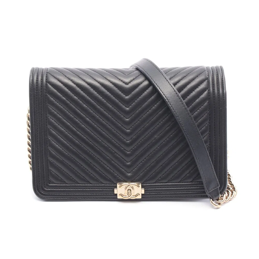 Chanel Boy Chevron Wallet Black