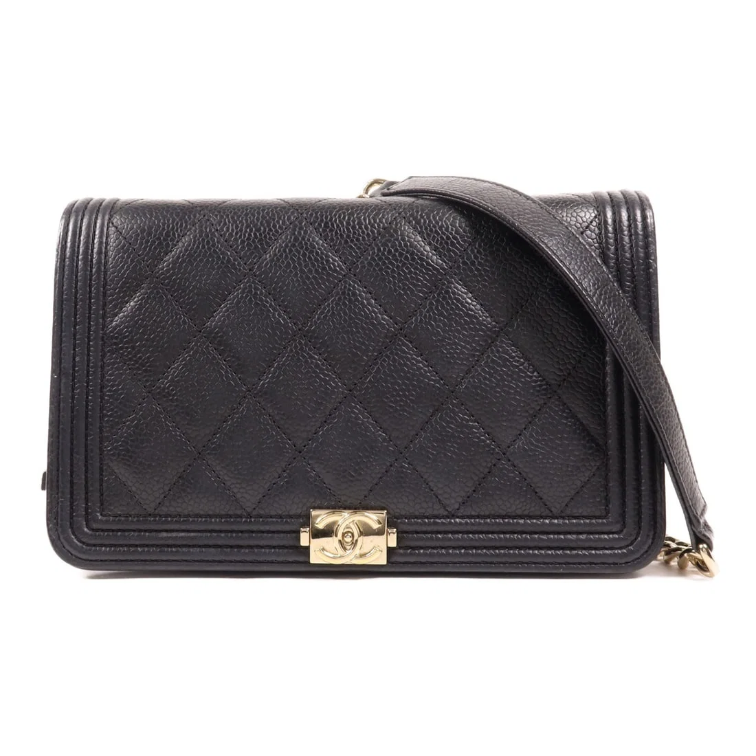 CHANEL Boy WOC Wallet On Chain Black Calfskin GHW AP1117