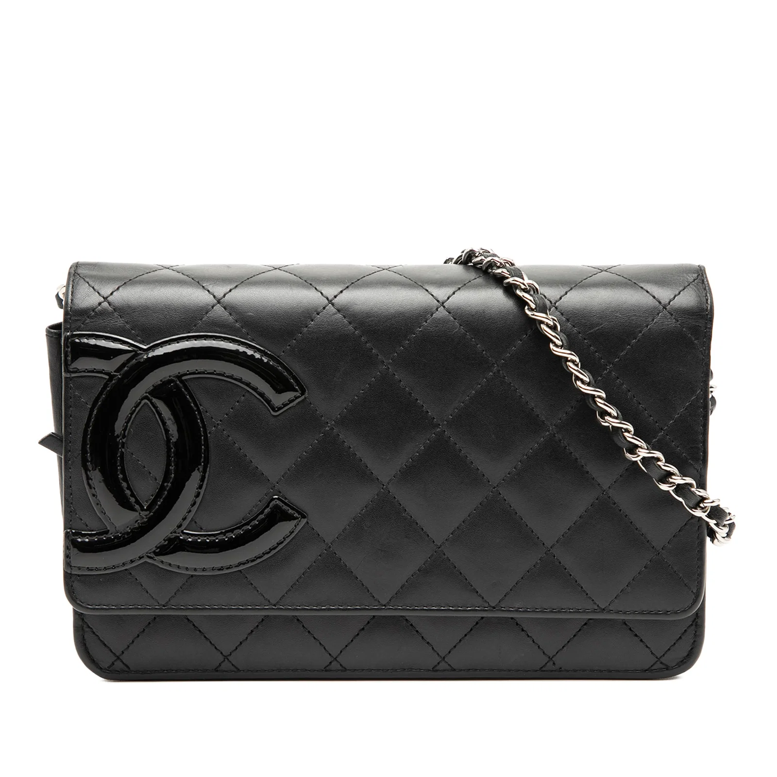 Chanel Cambon Ligne Black Quilted Lambskin Wallet on Chain Bag