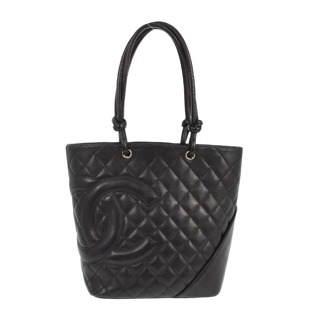 Chanel Cambon Ligne Quilted Black Calfskin Leather Tote Bag