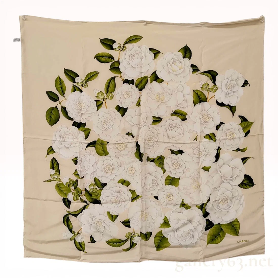 Chanel Camellia Motif Silk Scarf