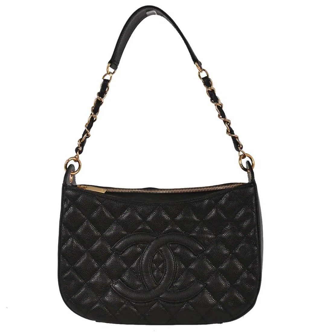 Chanel Caviar Leather Medium Black Hobo Bag with Top Handle