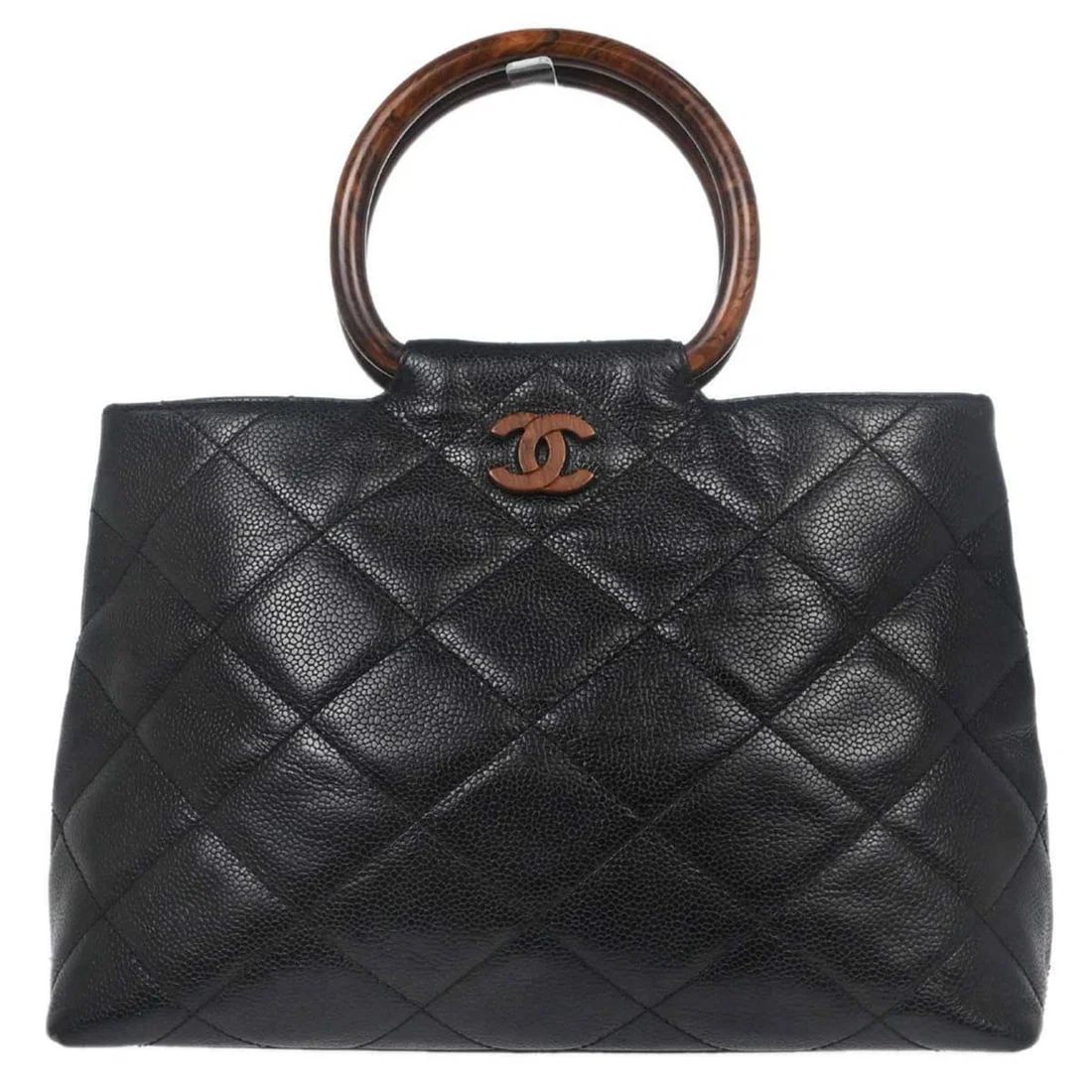 Chanel Caviar Leather Medium Black Tote with Double Handles