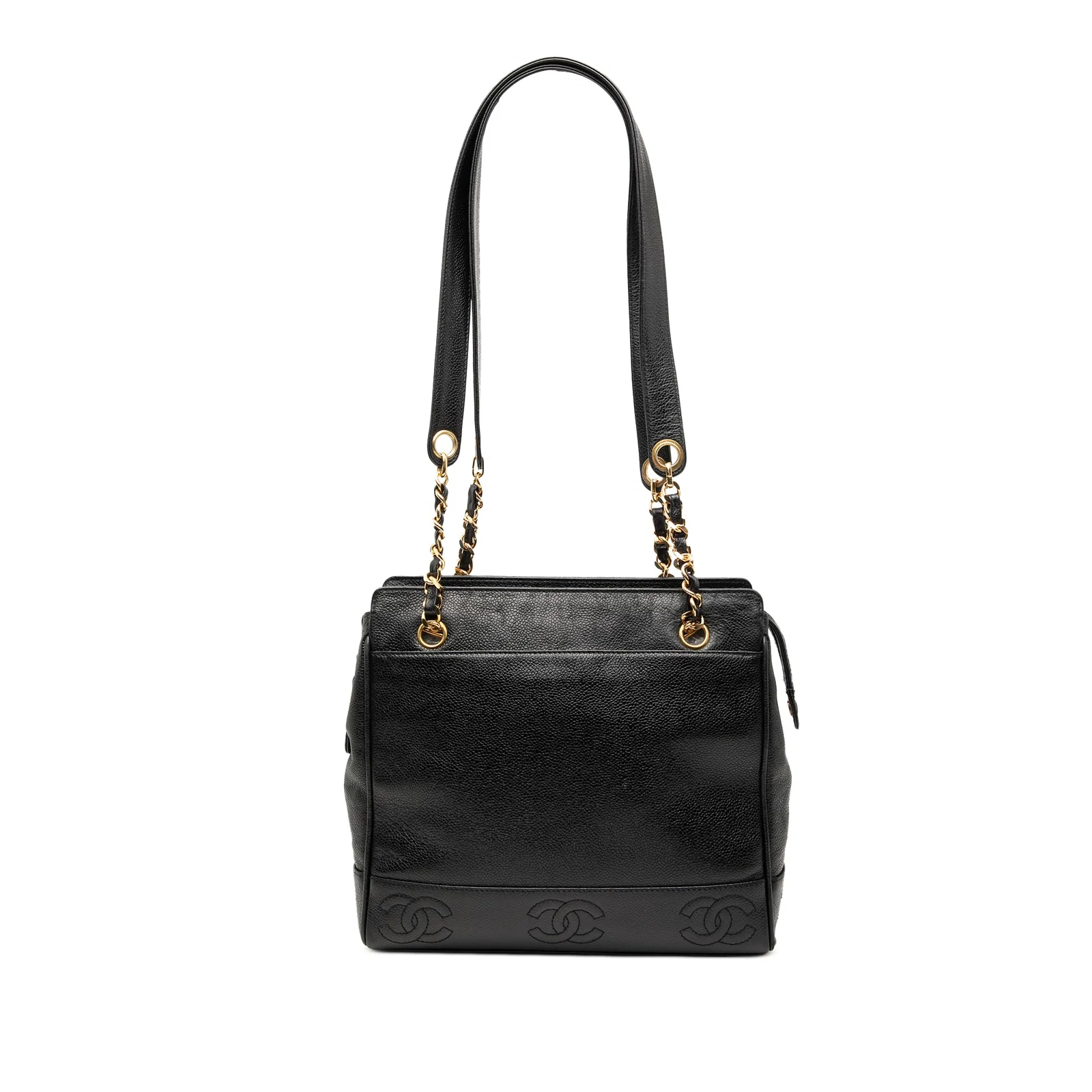 Chanel Caviar Leather Triple CC Black Chain Shoulder Bag