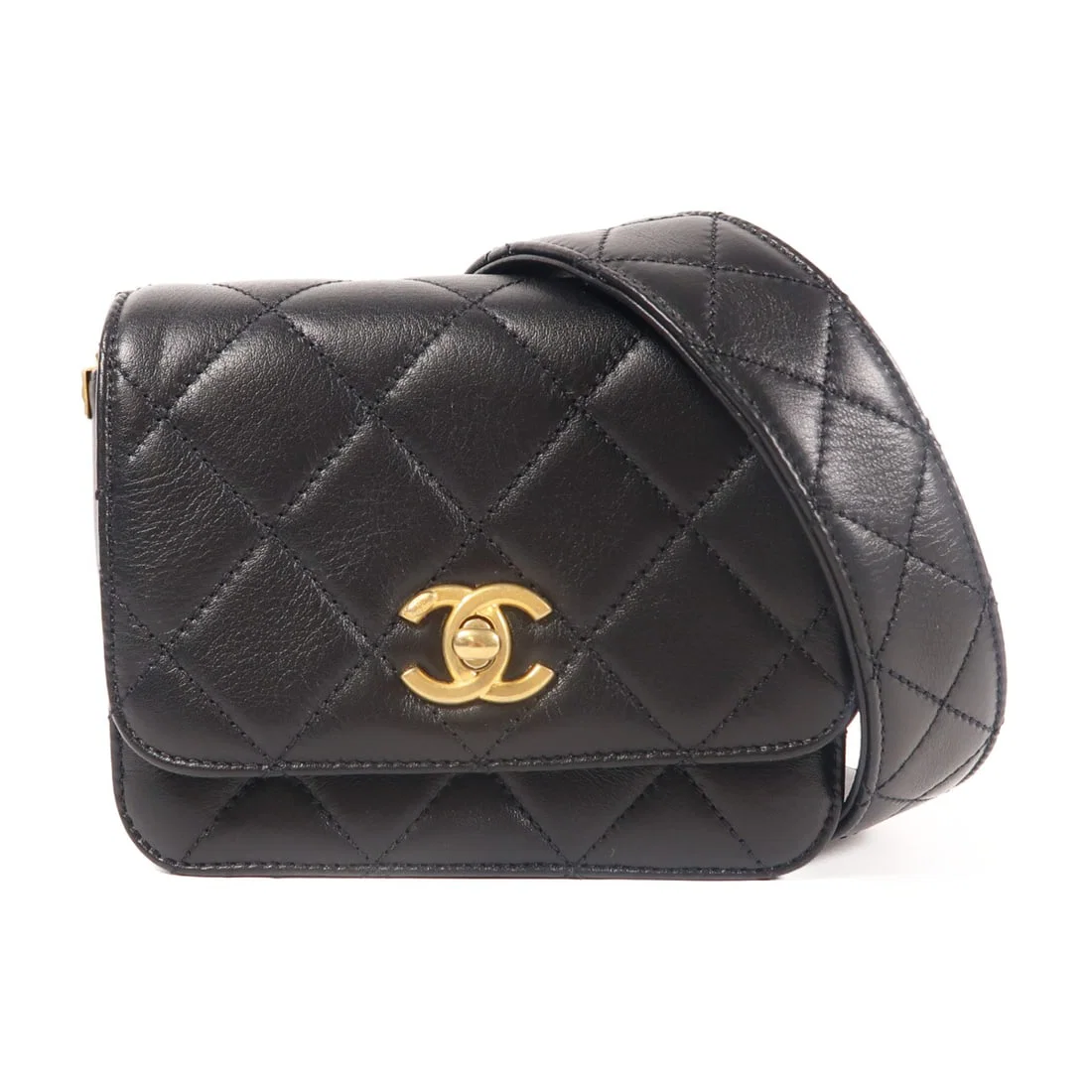 CHANEL CC GHW Black Calfskin Leather Shoulder Bag
