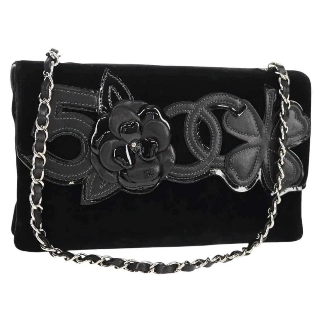 CHANEL CHAIN COCO MARK CAMELIA SHOULDER BAG