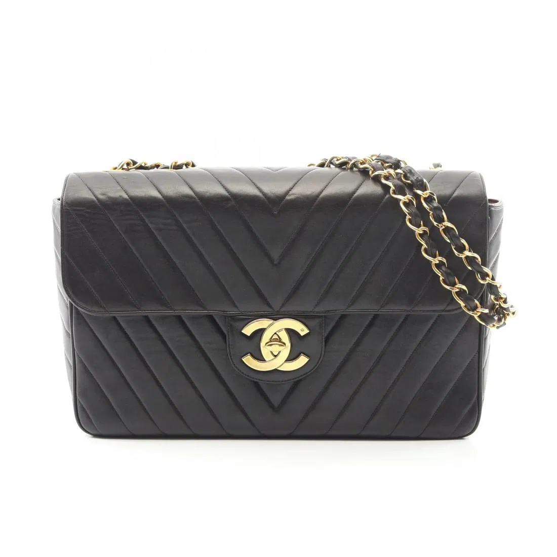 CHANEL CHEVRON V STITCH CHAIN SHOULDER HANDBAG SHOULDER BAG