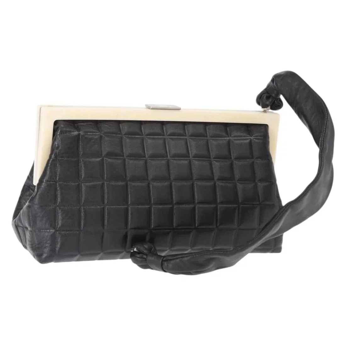 CHANEL CHOCO BAR SHOULDER BAG LAMB SKIN BLACK