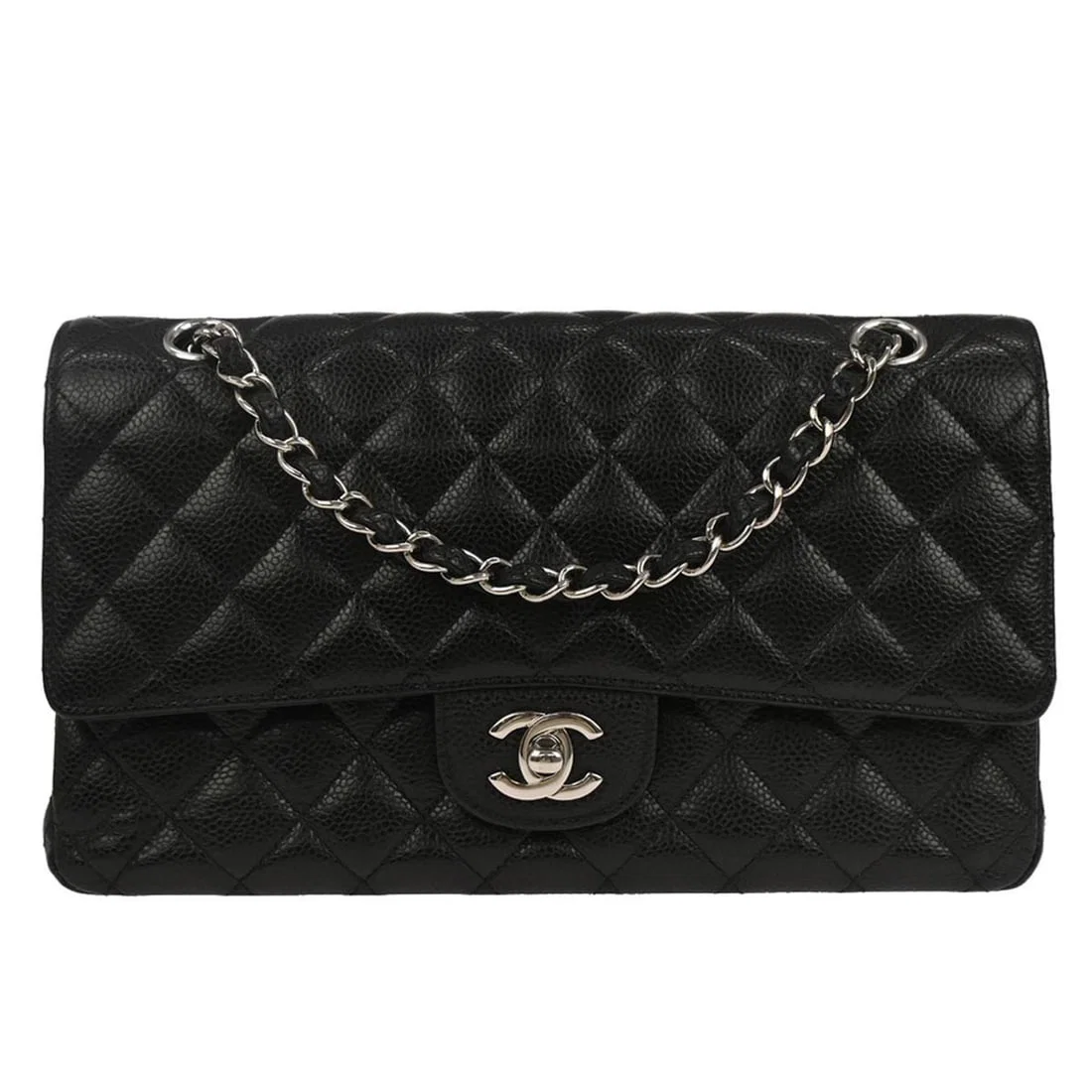 Chanel Classic Double Flap Medium Black Caviar Leather Shoulder Bag