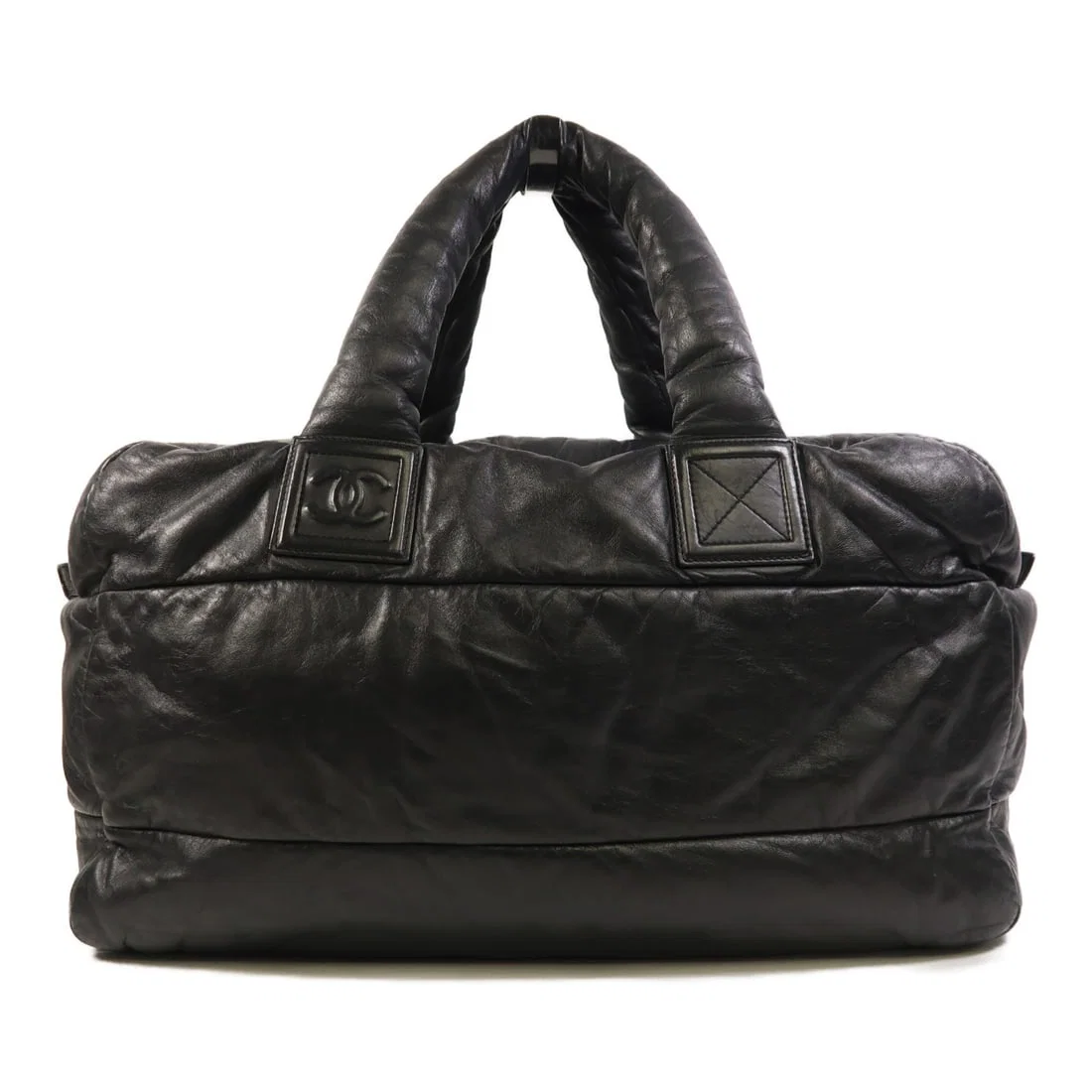 Chanel Coco Cocoon Black Calfskin Leather Tote Bag with Silver Hardware