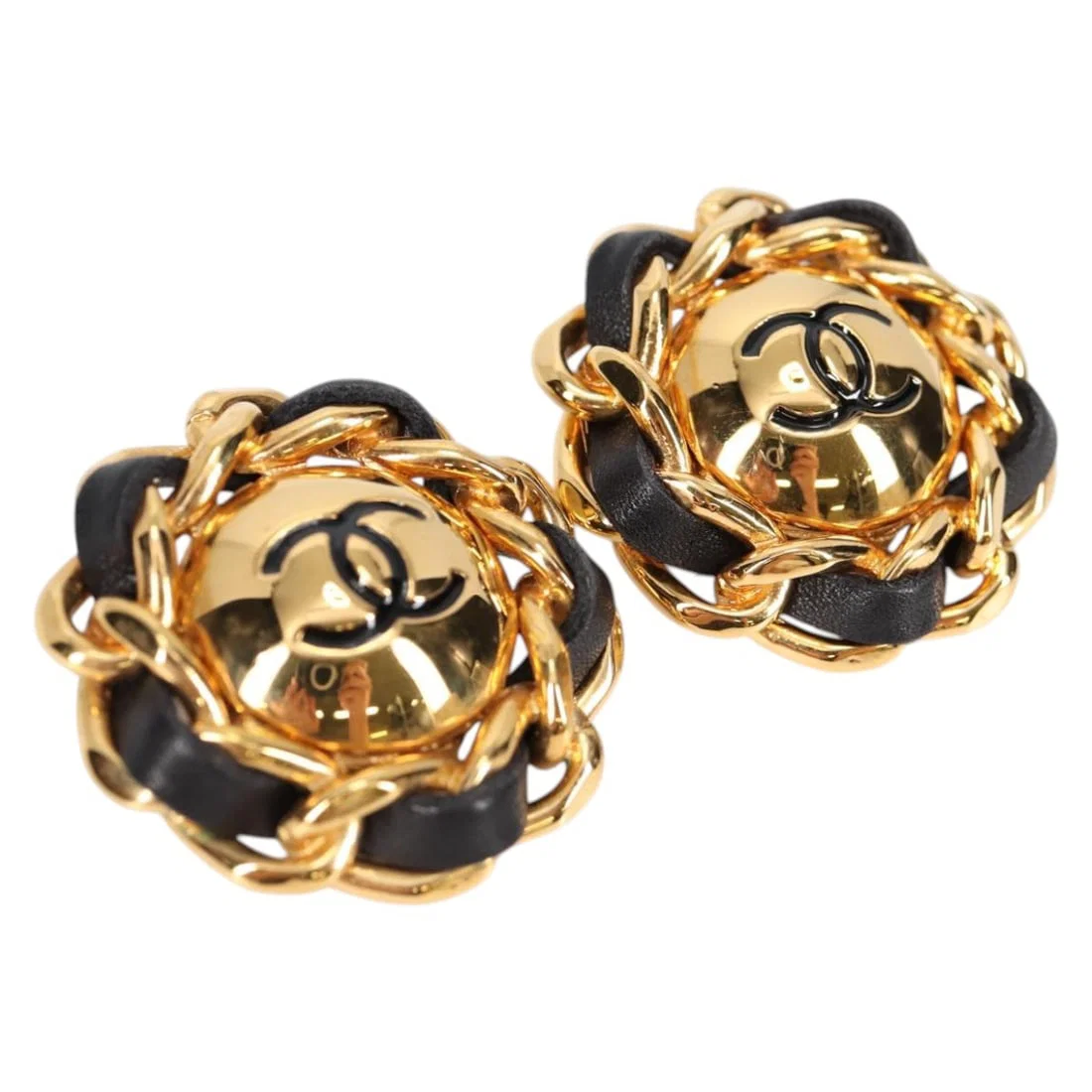 CHANEL Coco Mark Gold Metal Earrings Auth BA5544V France