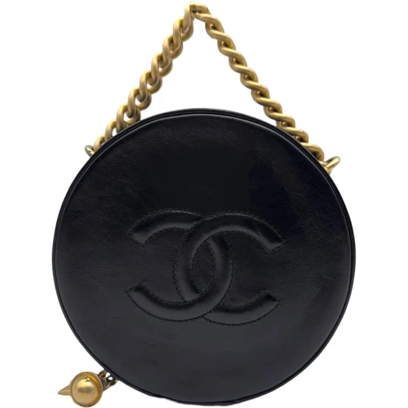 CHANEL COCO MARK ROUND 25 SERIES BLACK GHW CALF SHOULDER BAG