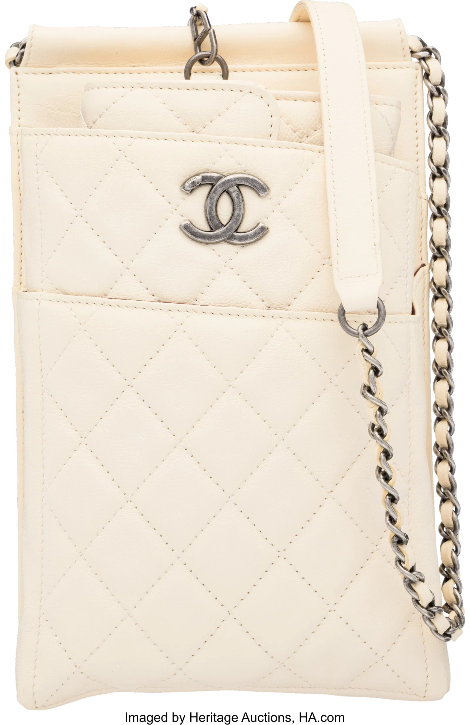Chanel Cream Quilted Calfskin Leather Waiter Cro
