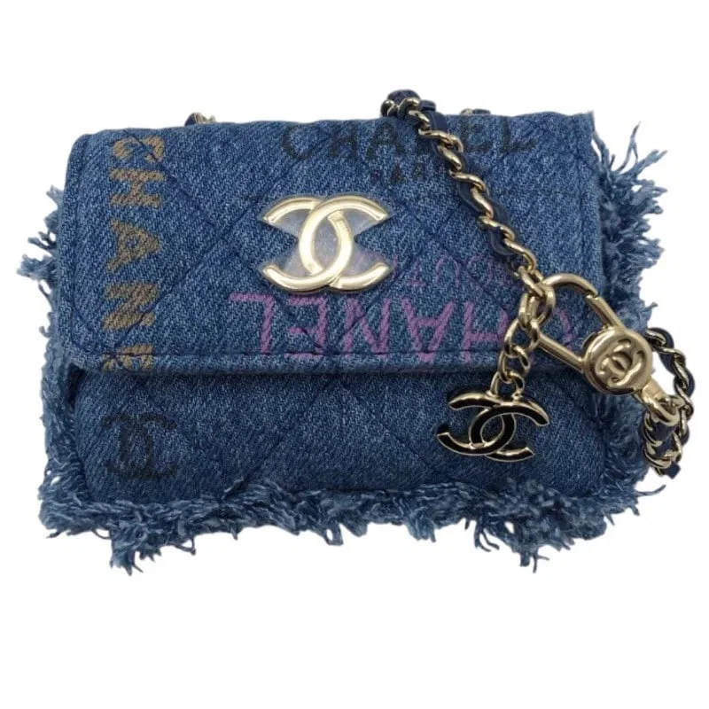 CHANEL DENIM CHAIN CLUTCH BLUE/GHW DENIM SHOULDER BAG