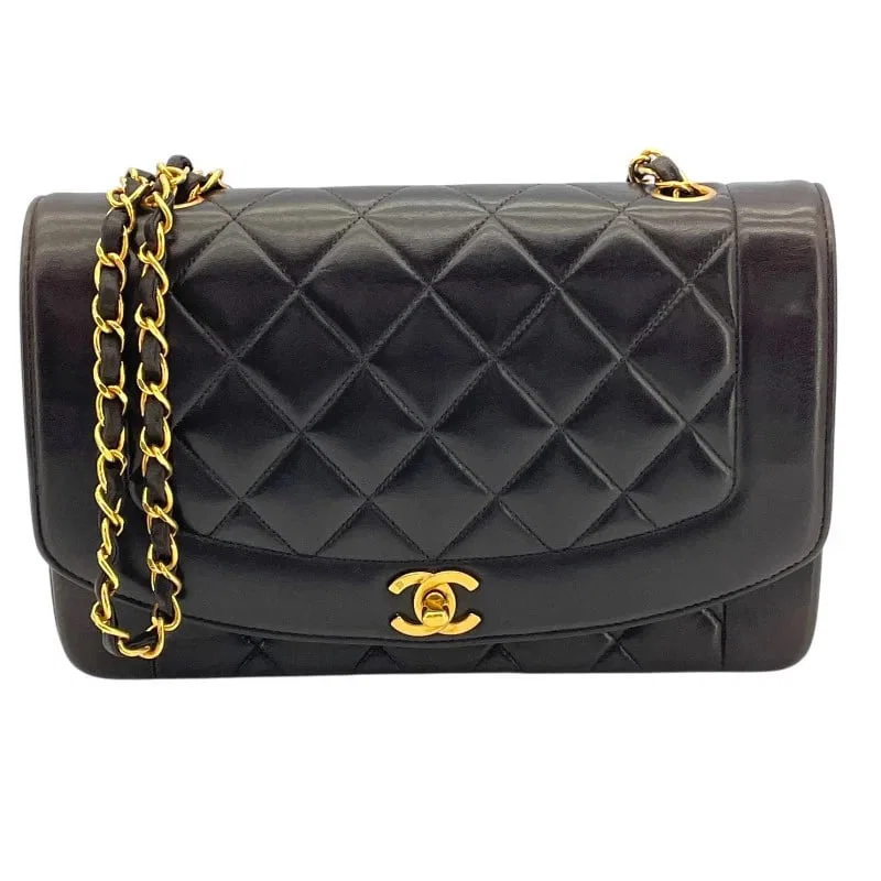 CHANEL DIANA 25 3 SERIES BLACK LAMBSKIN SHOULDER BAG