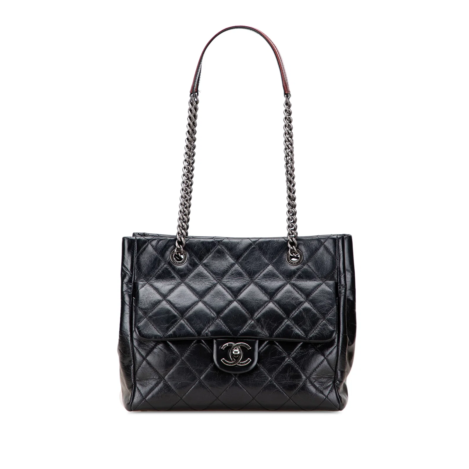 Chanel Duo Color Small Glazed Calfskin Quilted Tote Bag