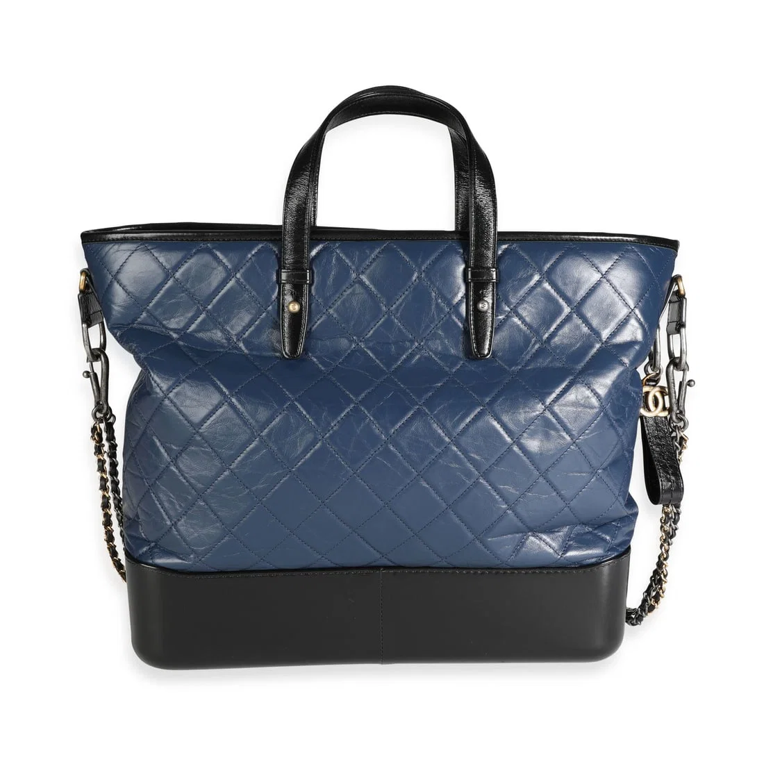 Chanel Gabrielle Large Quilted Leather Tote Black Blue 2017