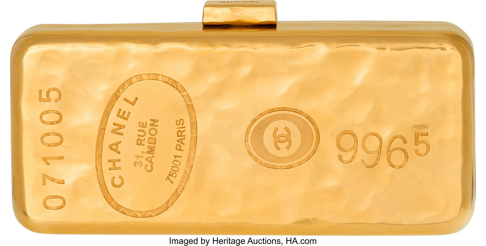Chanel Hammered Gold Bullion Bar Minaudière Spr