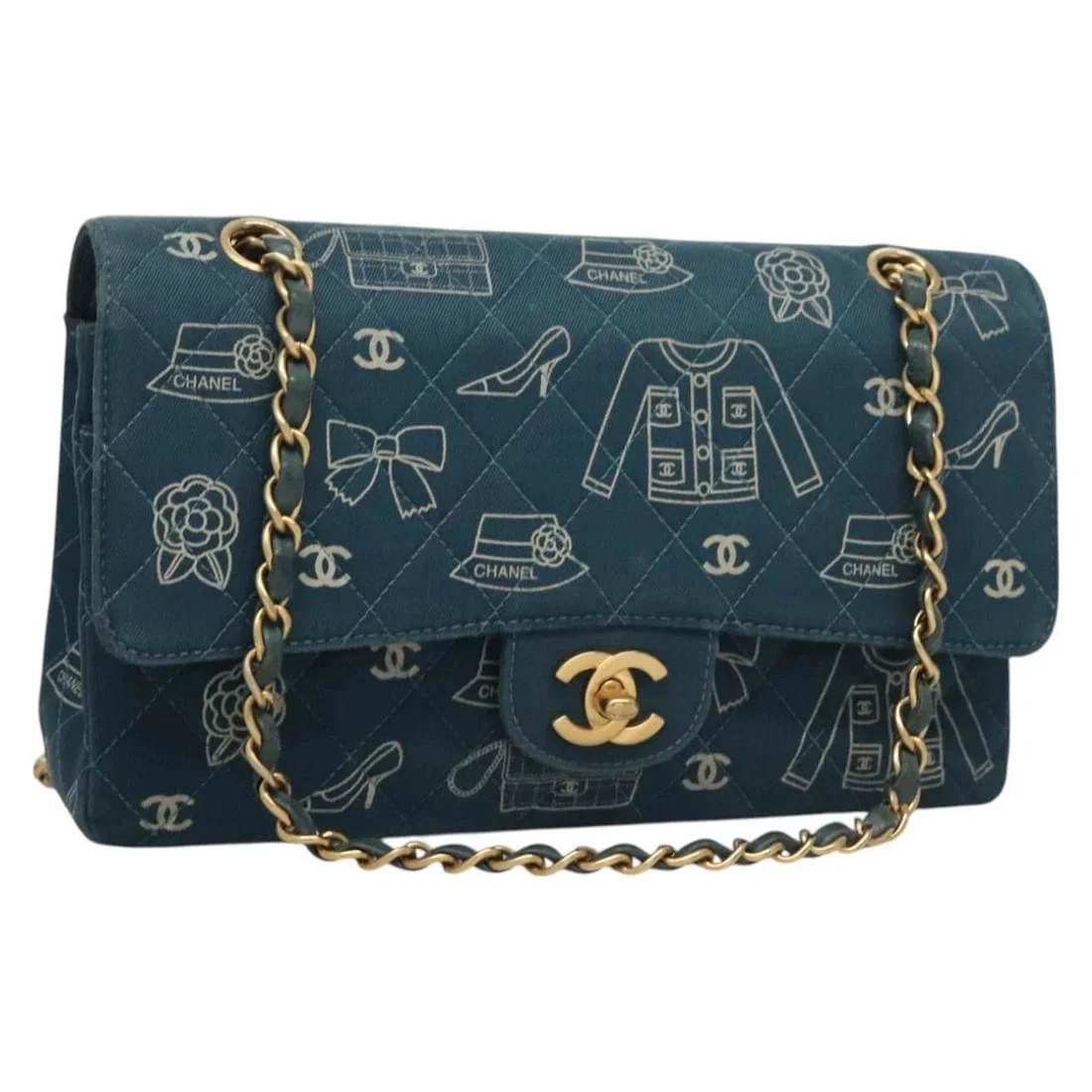 CHANEL ICON LINE MATELASSE 25 CHAIN BAG CANVAS
