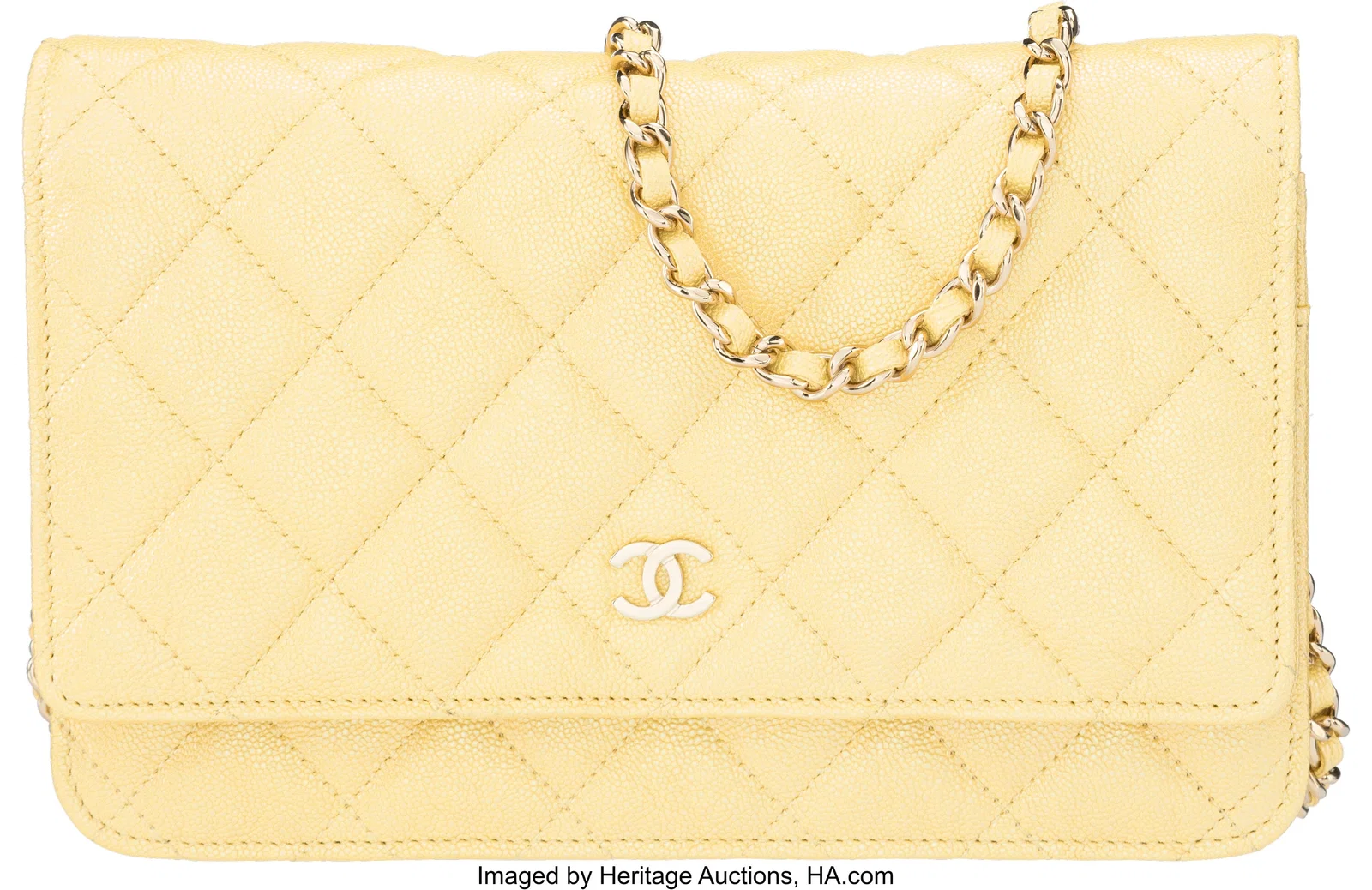 Chanel Iridescent Yellow Quilted Caviar Leather