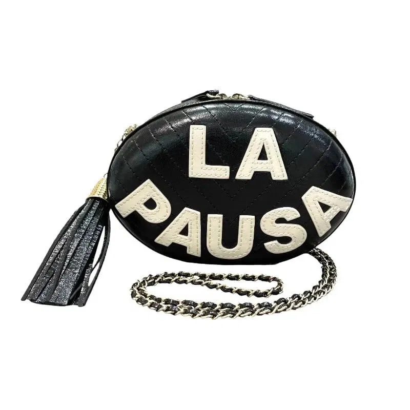 CHANEL LA PAUSA CHAIN SERIES BLACK GHW CALF LEATHER HANDBAG