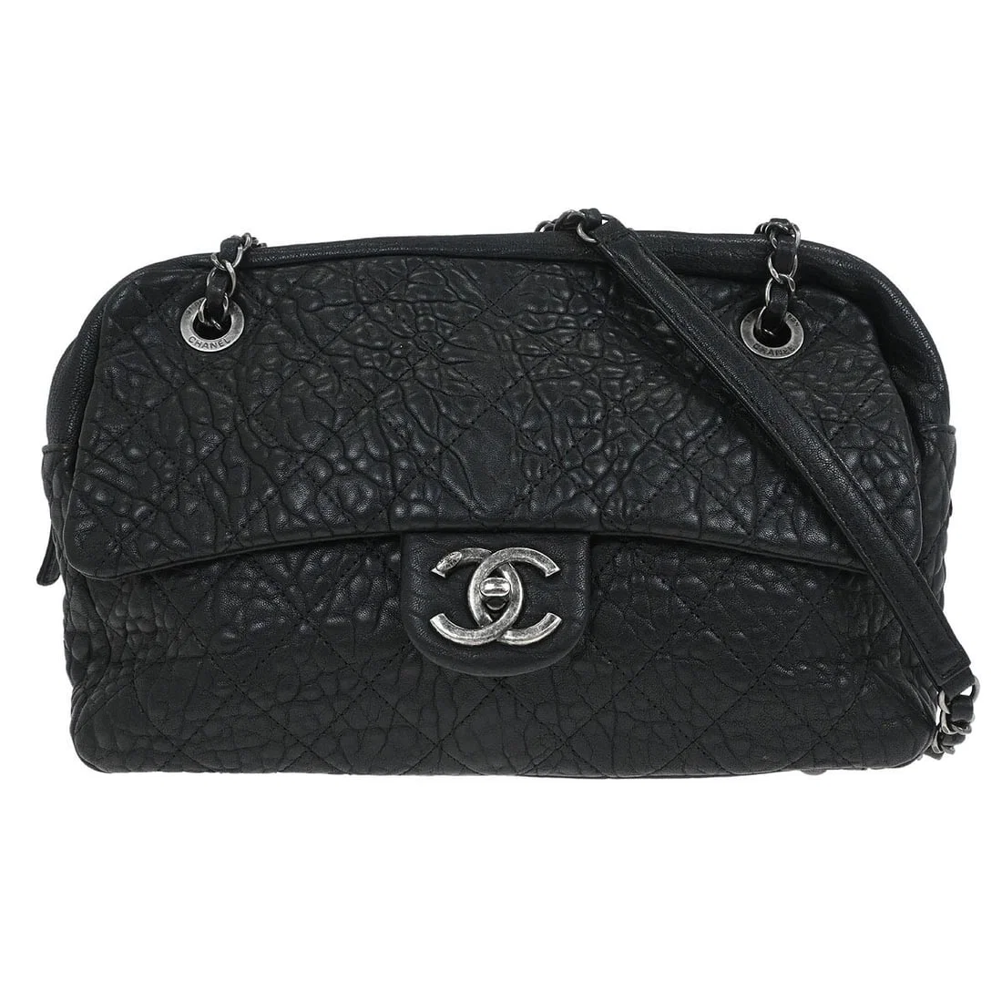 Chanel Leather Black Chain Flap Shoulder Bag 28cm