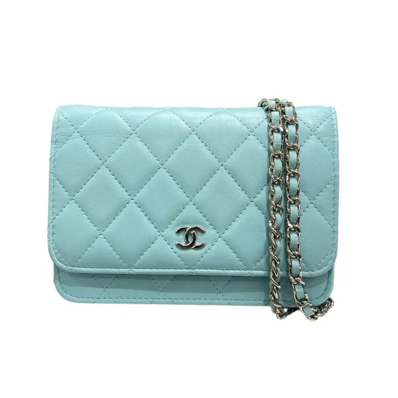 CHANEL MATELASSE CHAIN WALLET LIGHT BLUE SHW LAMBSKIN SHOULDER BAG