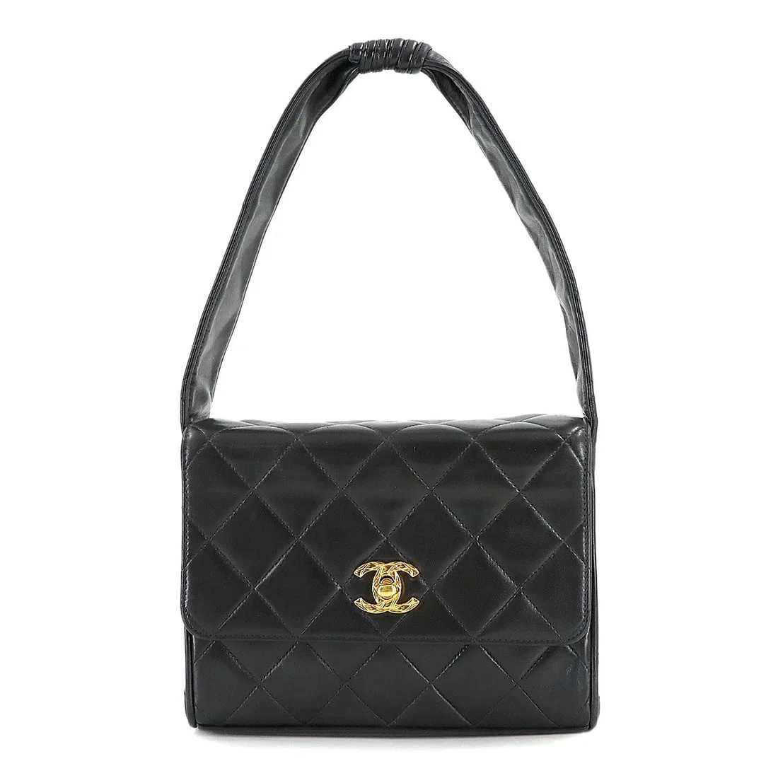 CHANEL MATELASSE HAND BAG LEATHER BLACK