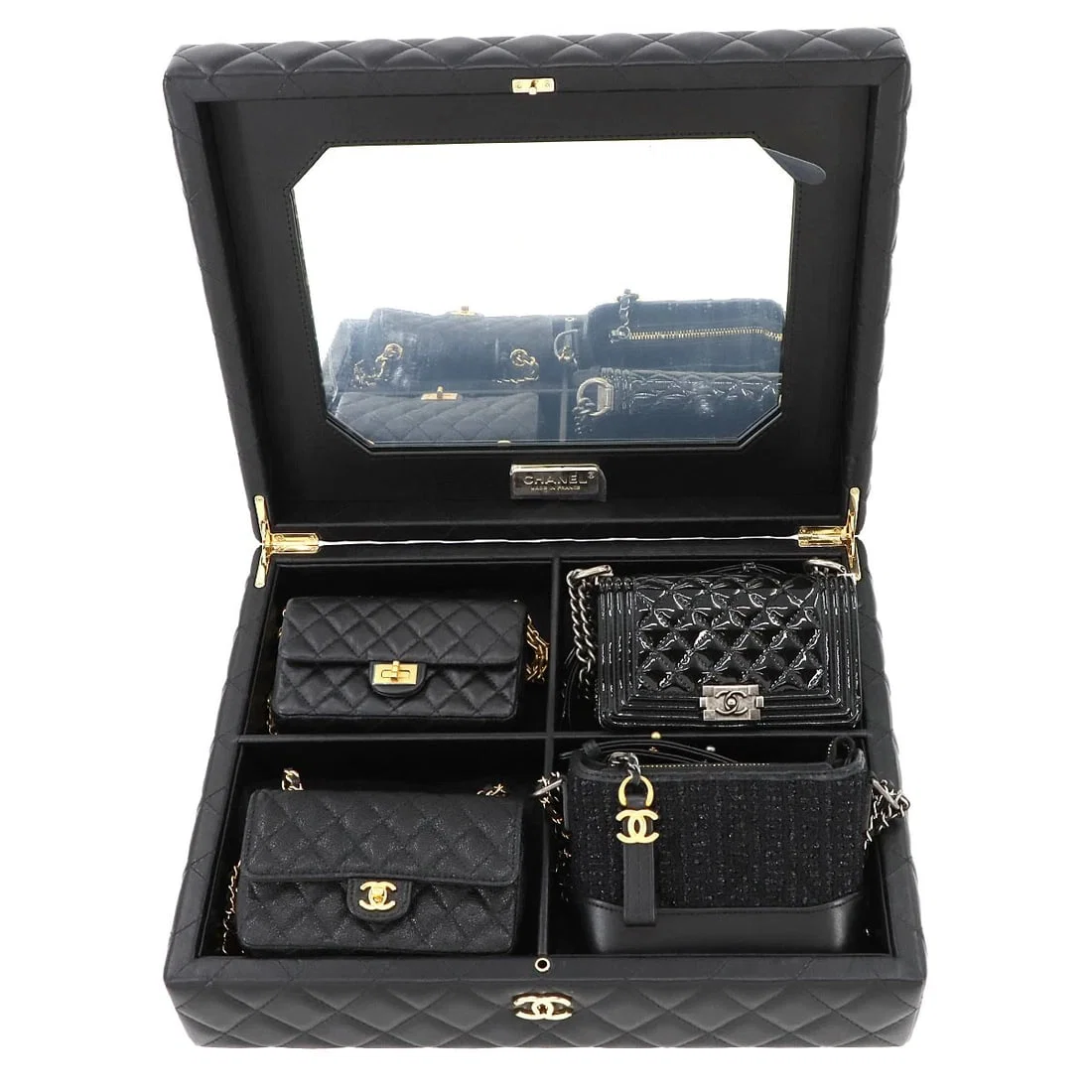 CHANEL MATELASSE MINI SHOULDER BAG 4 POINTS SET LEATHER