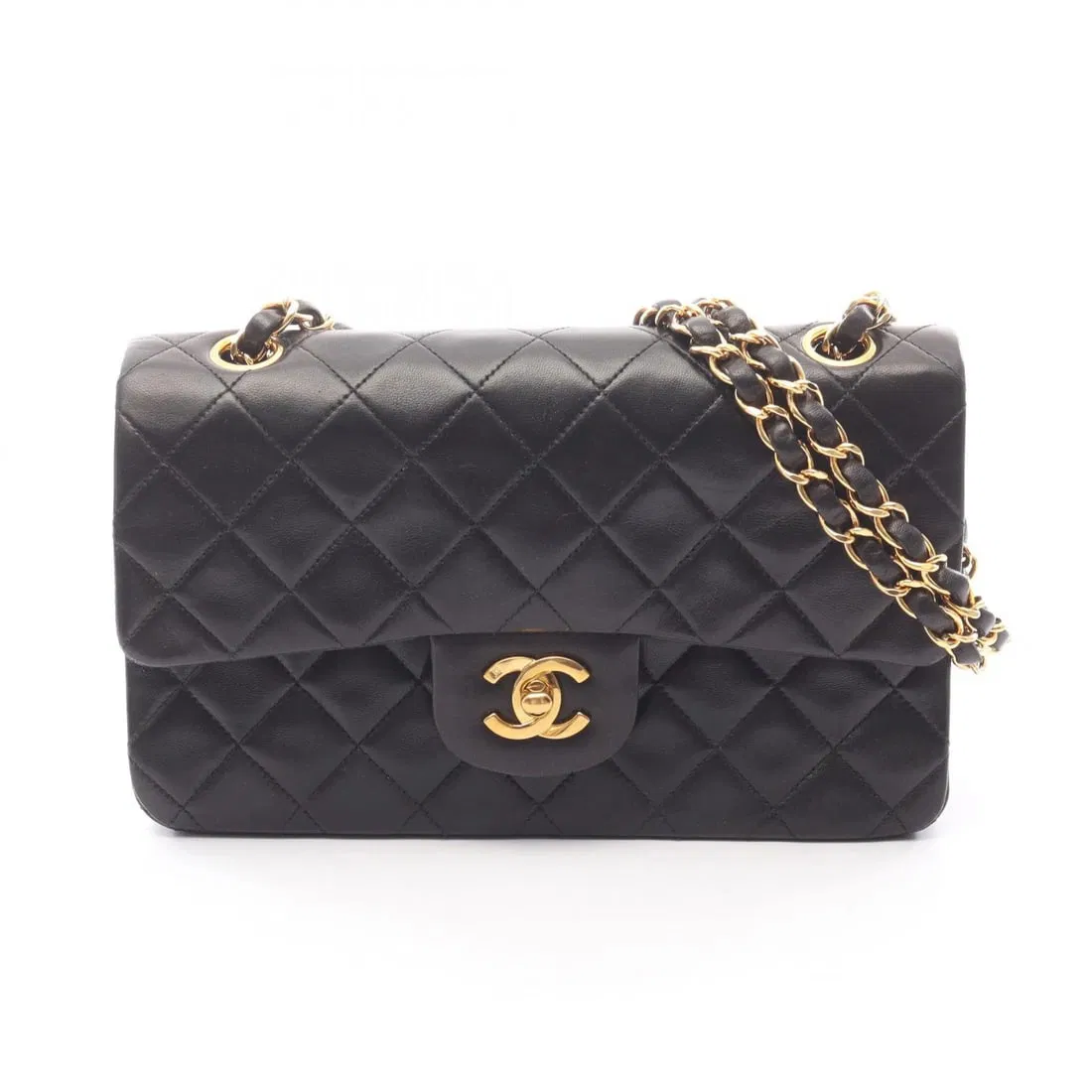 CHANEL MATELASSE W FLAP CHAIN SHOULDER BAG LAMBSKIN