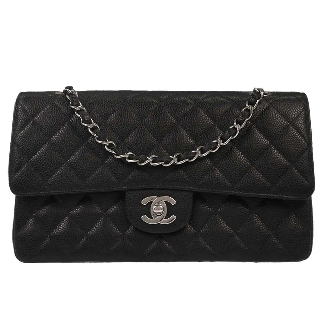 Chanel Medium Classic Double Flap Black Calfskin Shoulder Purse