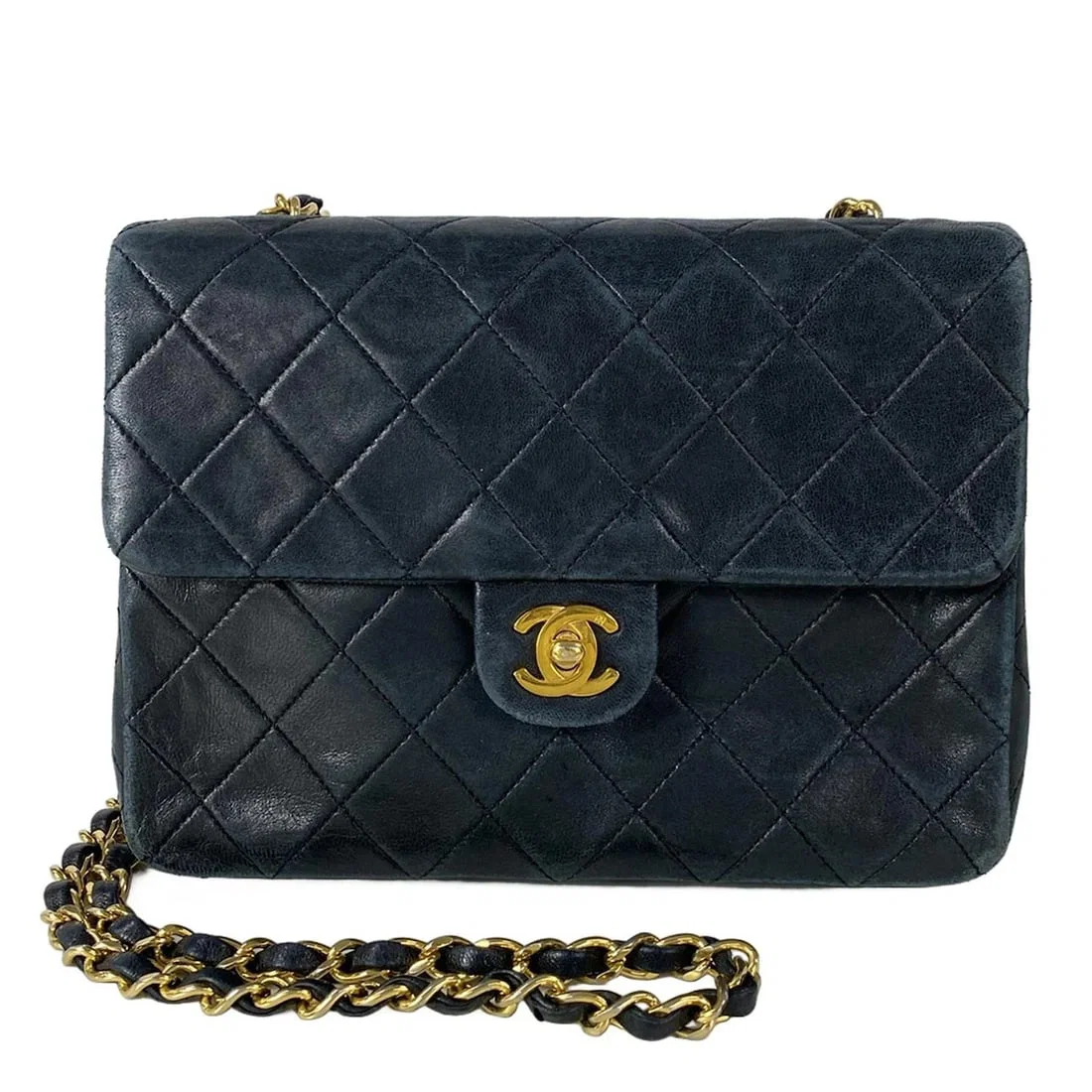 CHANEL MINI MATELASSE BLACK LAMBSKIN SHOULDER BAG GOLD