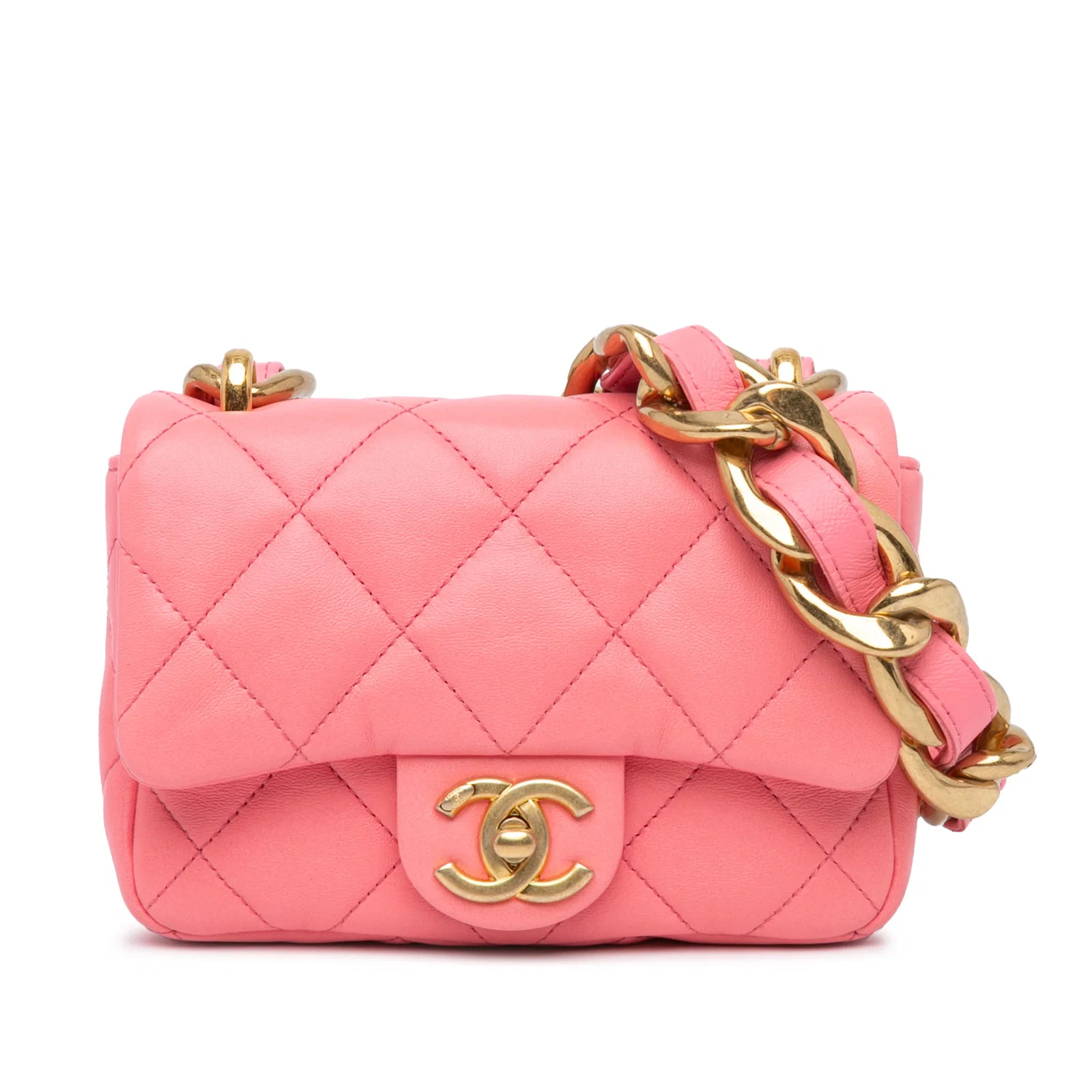 Chanel Mini Quilted Lambskin Funky Town Flap Pink Shoulder Bag