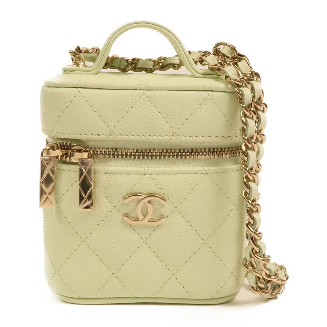 Chanel Mini Vanity Calfskin Shoulder Bag with Gold Hardware in Green
