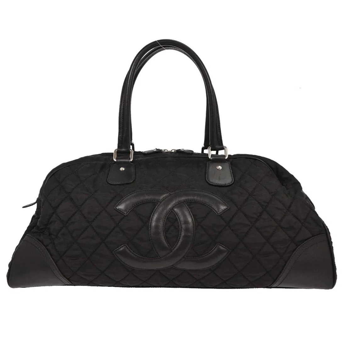 Chanel Paris New-York Black Leather Travel Duffle Bag