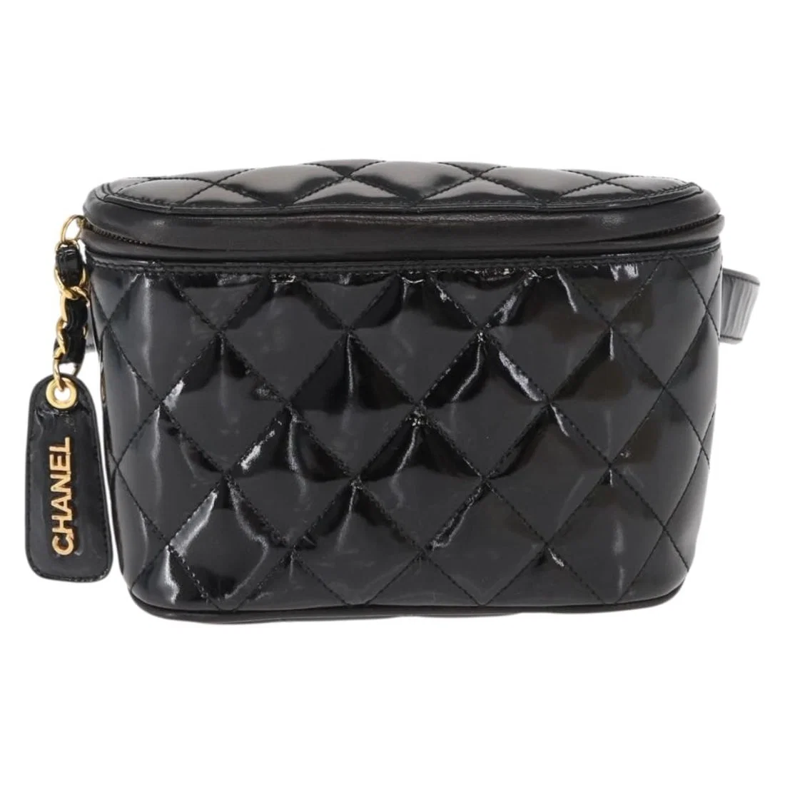 Chanel Patent Leather Quilted Waist Zip Bag Vintage Style