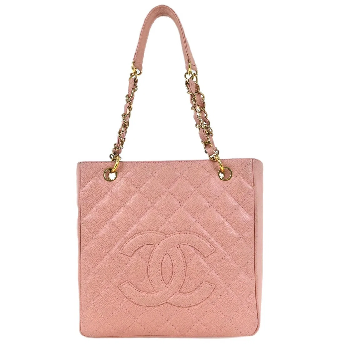 Chanel Pink Caviar Leather Petite Shopping Tote with Chain Strap