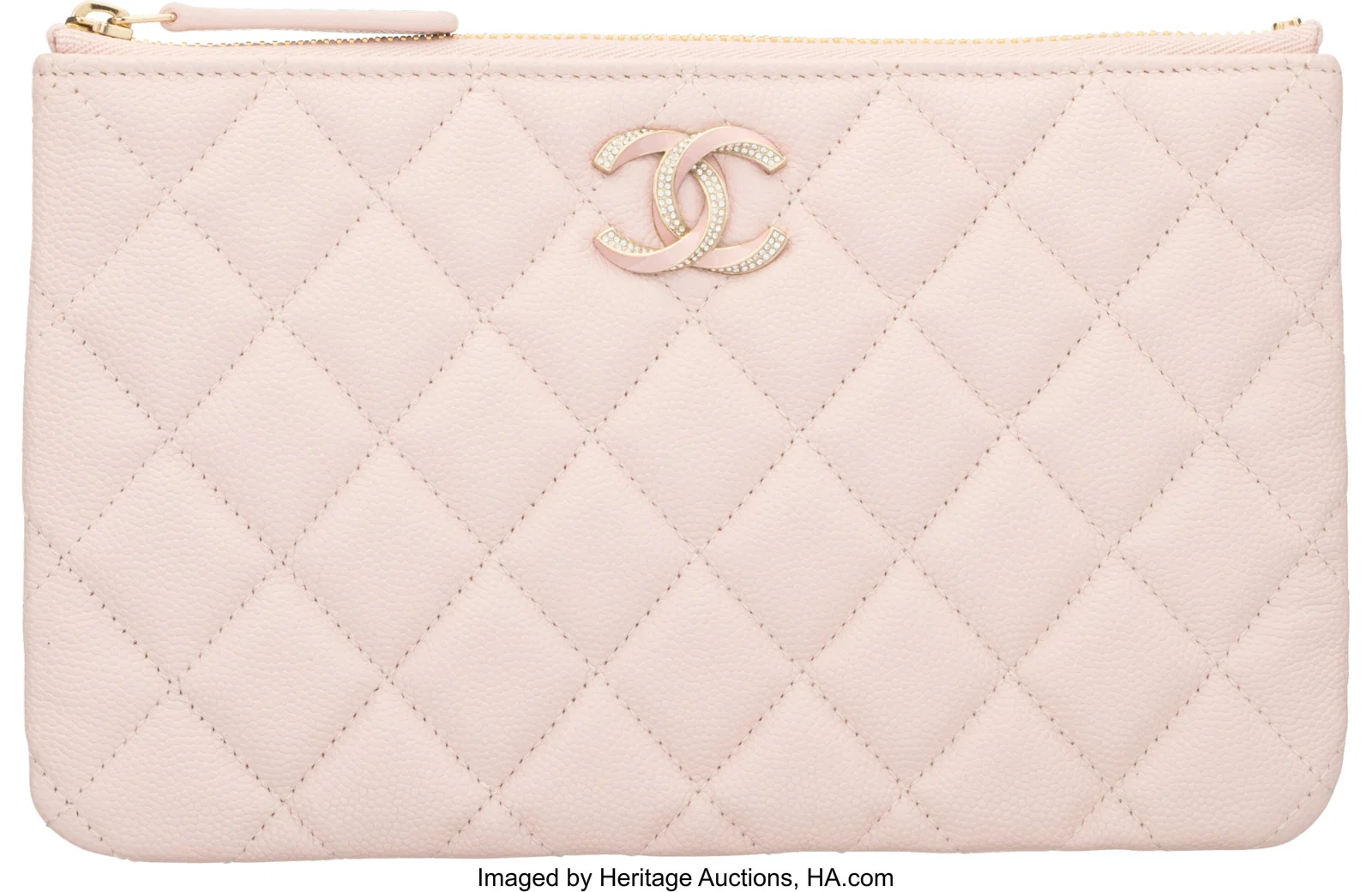 Chanel Pink Quilted Caviar Leather O-Case with G