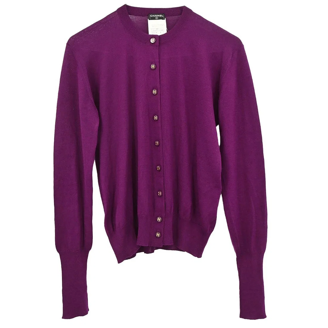 Chanel Purple Cashmere Silk Vintage Cardigan Size 36