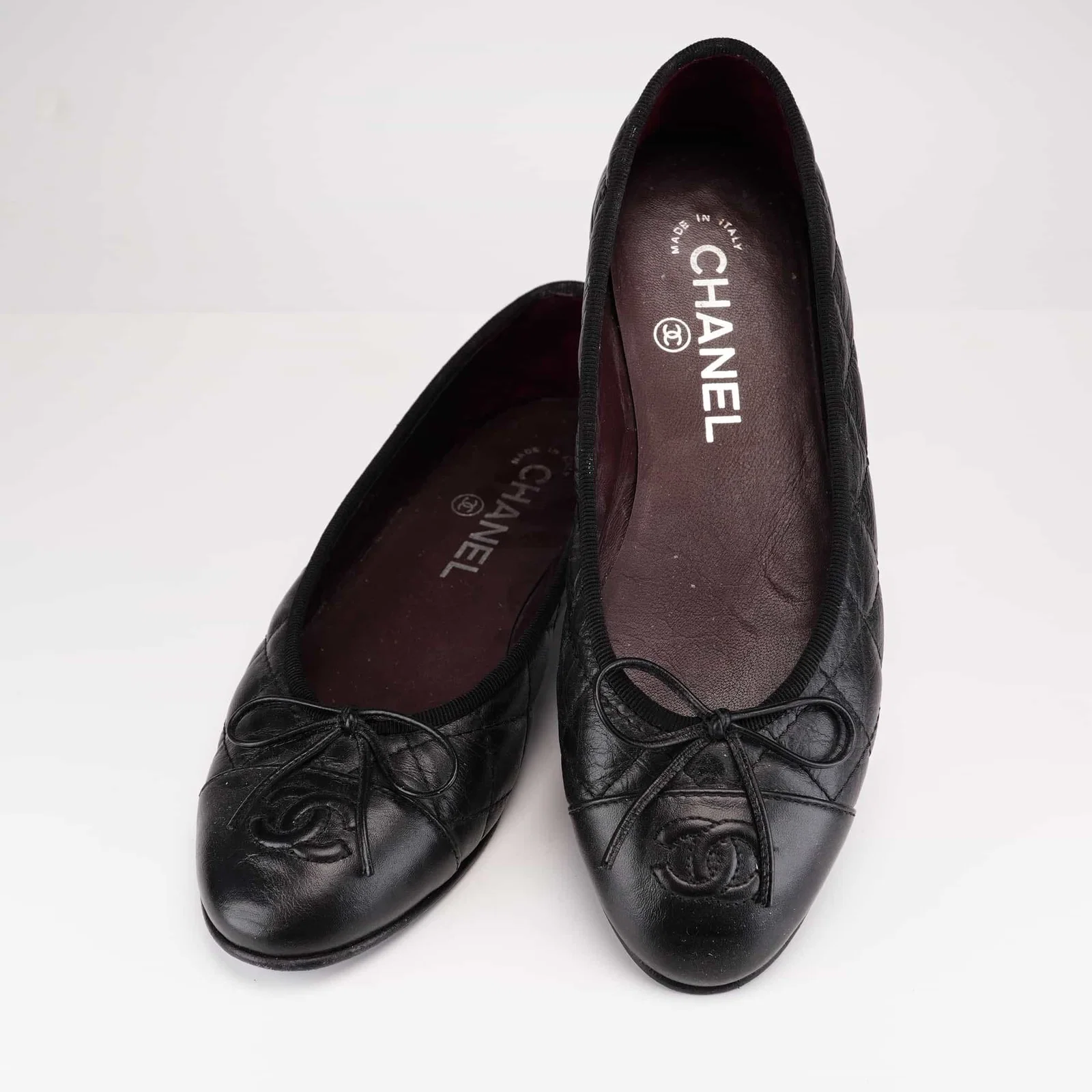 Chanel Quilted CC Ballerina Black Flats
