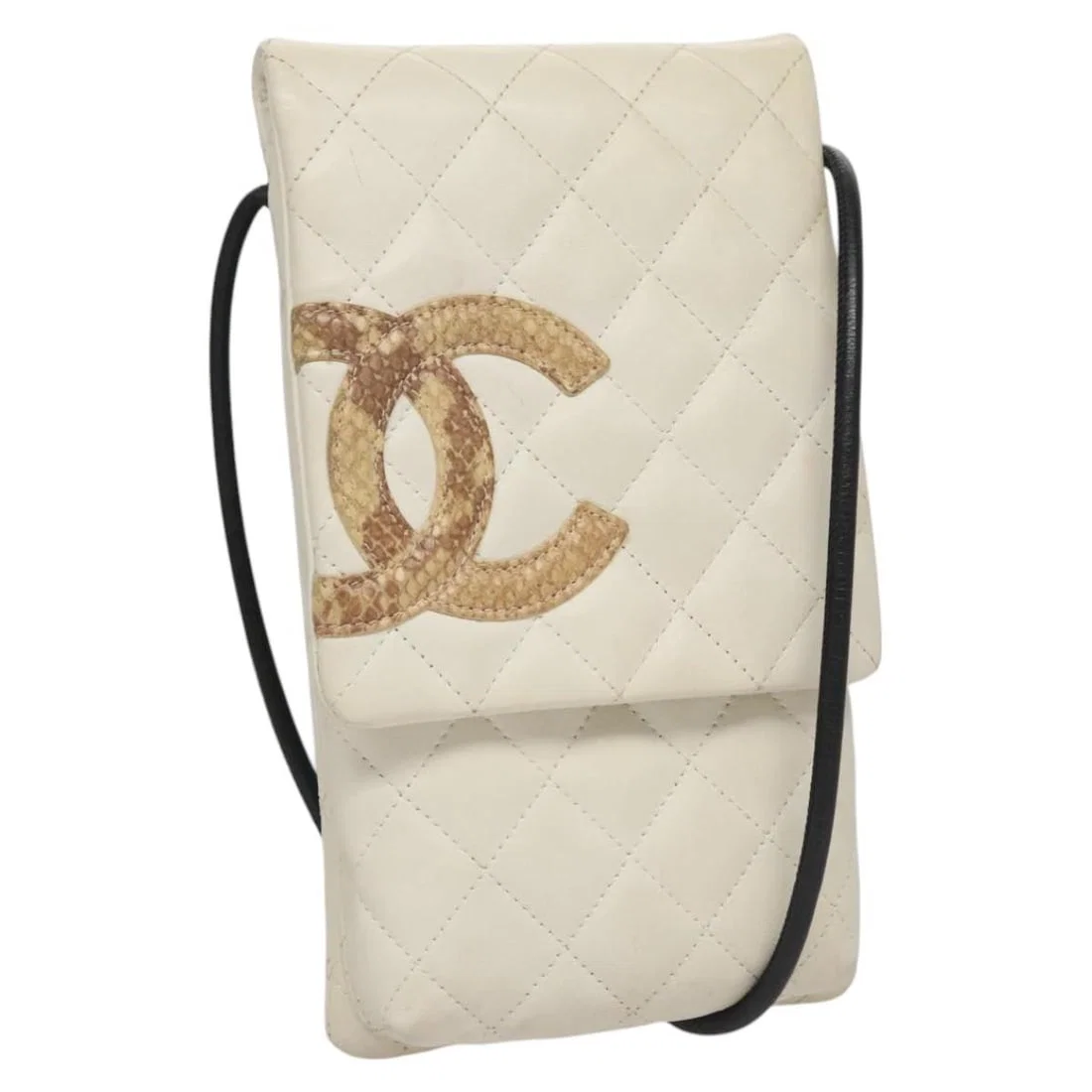 Chanel Quilted Leather Cambon Shoulder Crossbody Bag White